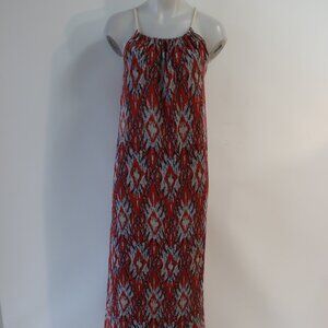 Womens Darah Dahl Red Blue White Batik Maxi Halter Dress 10